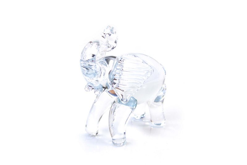 Glaselefant - højde 12 cm - Håndlavet
