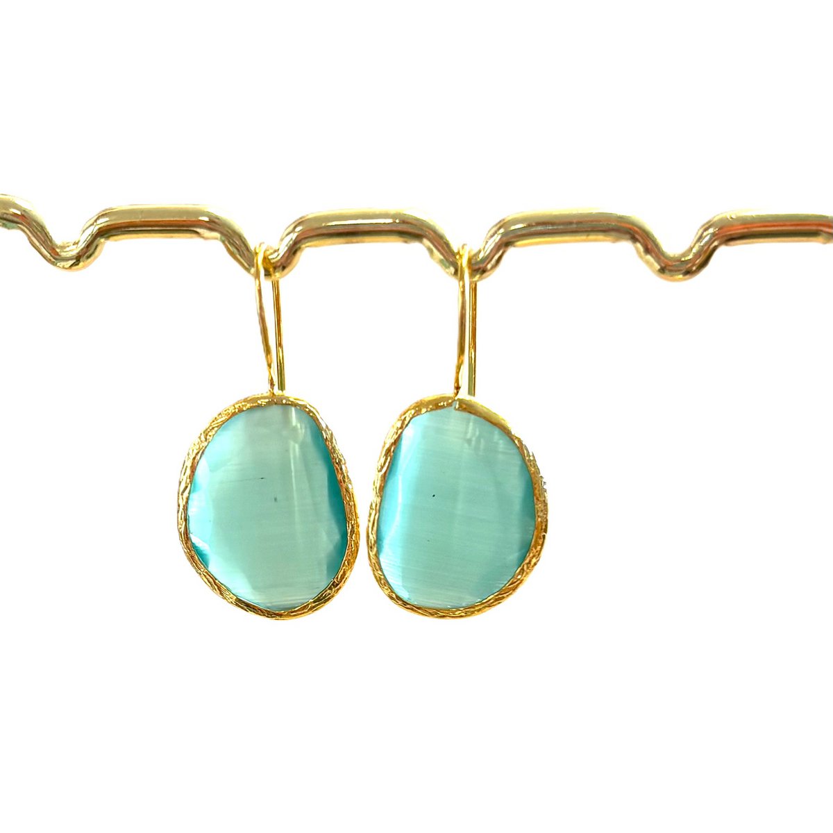 Earrings cateye stone light blue