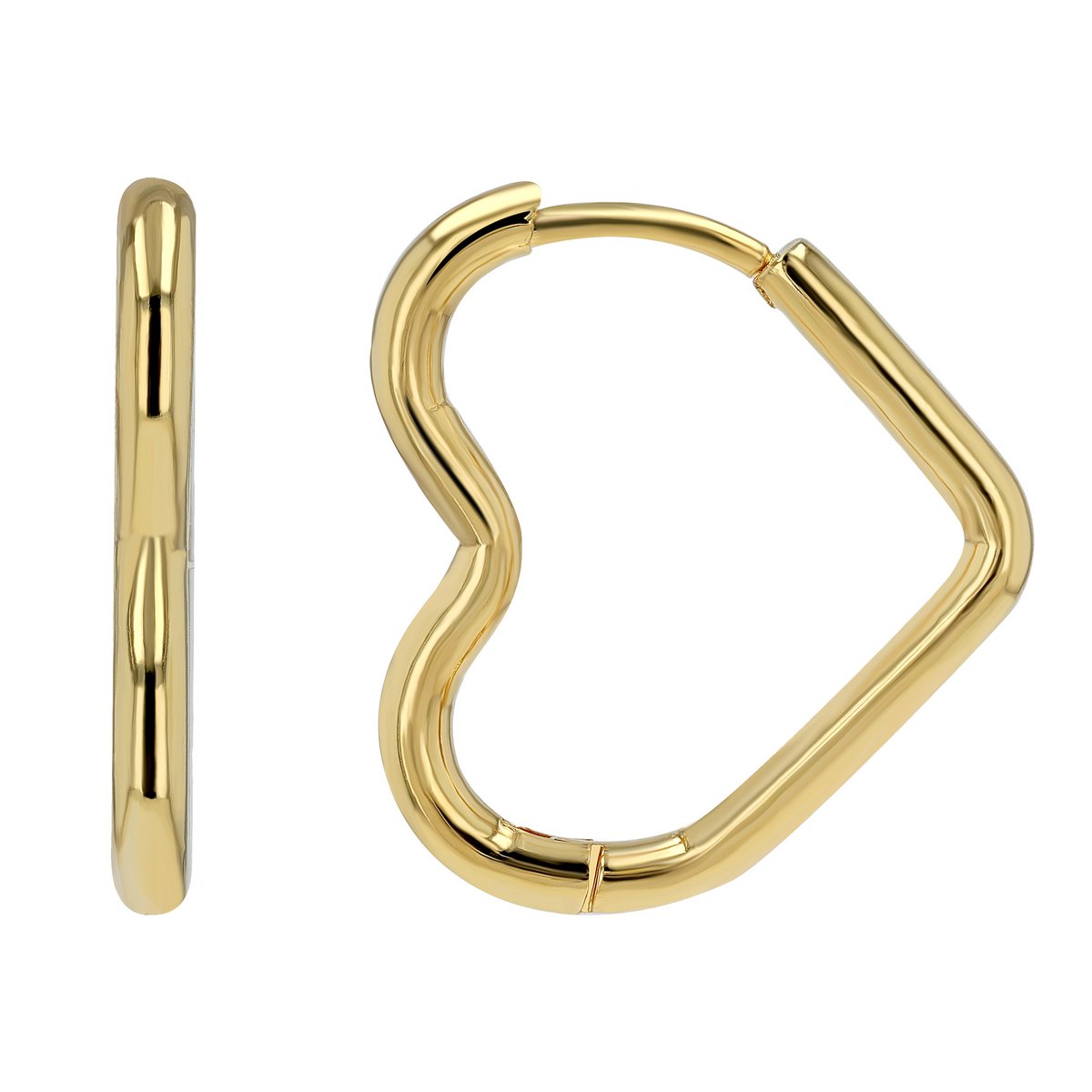 Orecchini a cerchio "Libi" in acciaio inossidabile - cuore asimmetrico, color oro
