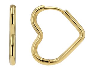 "Libi" stainless steel hoop earrings - asymmetrical heart, gold-colored
