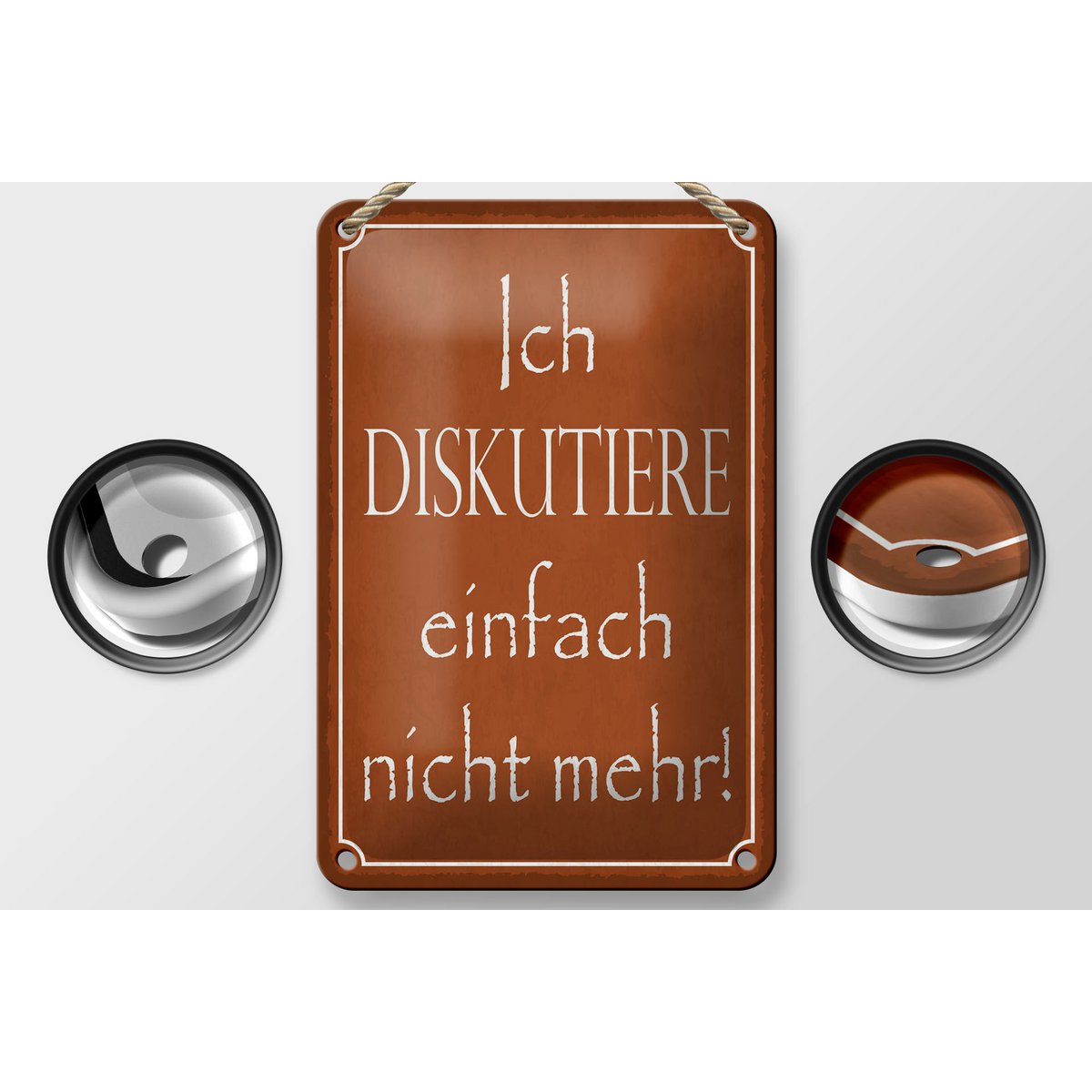 Tin sign saying 12x18cm I no longer discuss decoration
