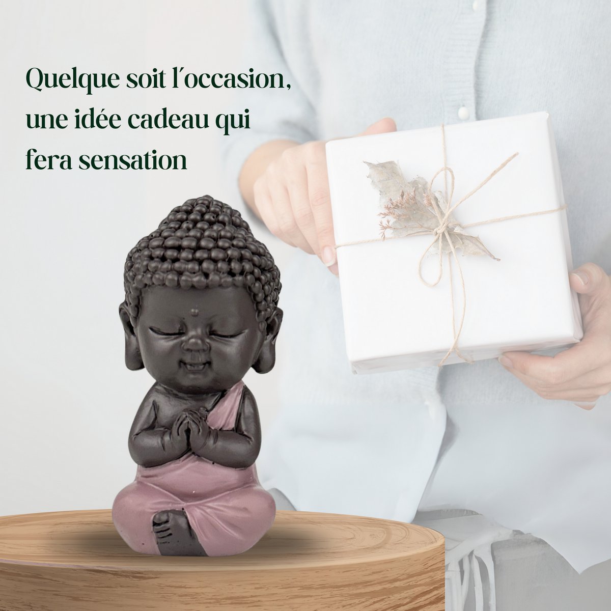 Buddha Statuette – Pink Toga – Zen and Feng Shui Decoration – Spiritual and Relaxed Atmosphere – Decorative Gift Idea