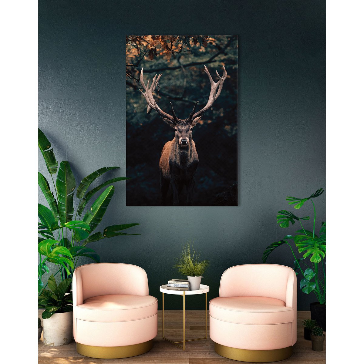 Wandafbeelding HERTEN ca. 78x118 cm canvas fotoraamdecoratie modern