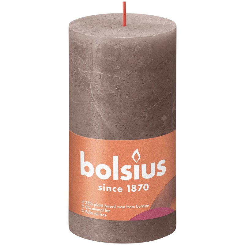 Bolsius Rustikale Stumpenkerze 130/68 Taupe