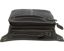 Hip bag - Black leather for the engine with extra compartment
