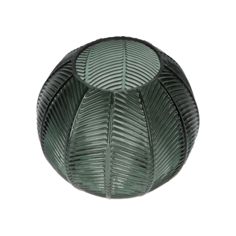 Decorative green glass candle jar Ø15x13 cm