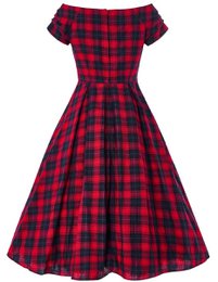 Robe de swing d'épaule d'étoile de l'UE en tartan rouge