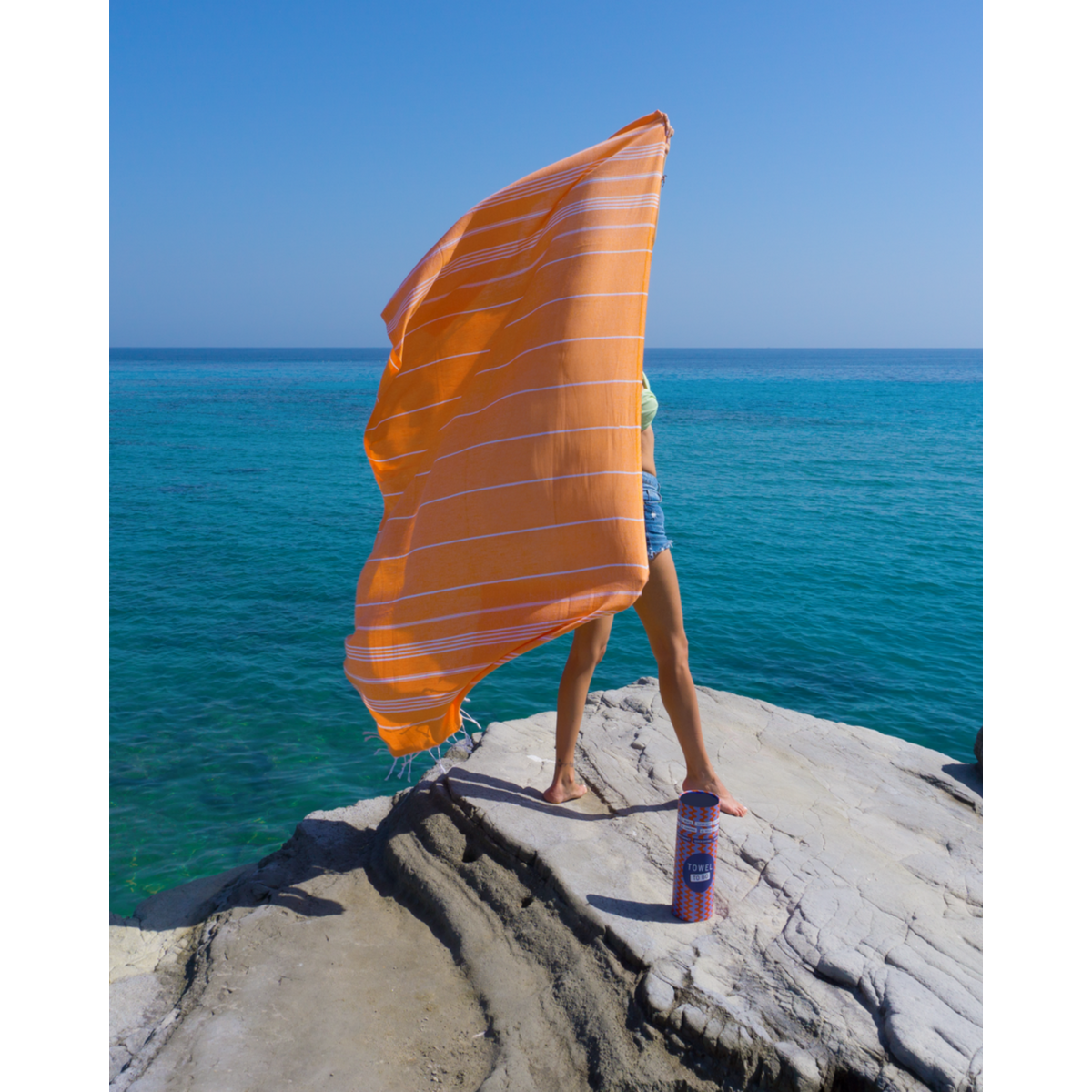 TOWEL TO GO IPANEMA Toalla de Playa de Algodón 180x100 cm | Toalla de sauna de spa | Naranja | con caja de regalo
