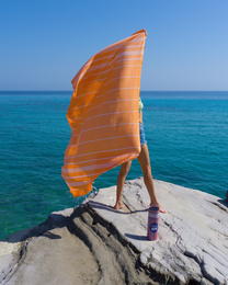 HÅNDklæde TO GO IPANEMA Bomuld Strandhåndklæde 180x100 cm | Spa sauna håndklæde | Orange | med gaveæske