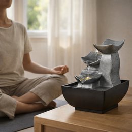Zimmerbrunnen – Boro – Ideale dekorative Zen-Atmosphäre – kleines dekoratives Modell – LED-Lichtfluss – modern und schlicht