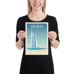 Plakat w stylu vintage w Dubaju | Plakat Miasto Dubaj Zjednoczone Emiraty Arabskie