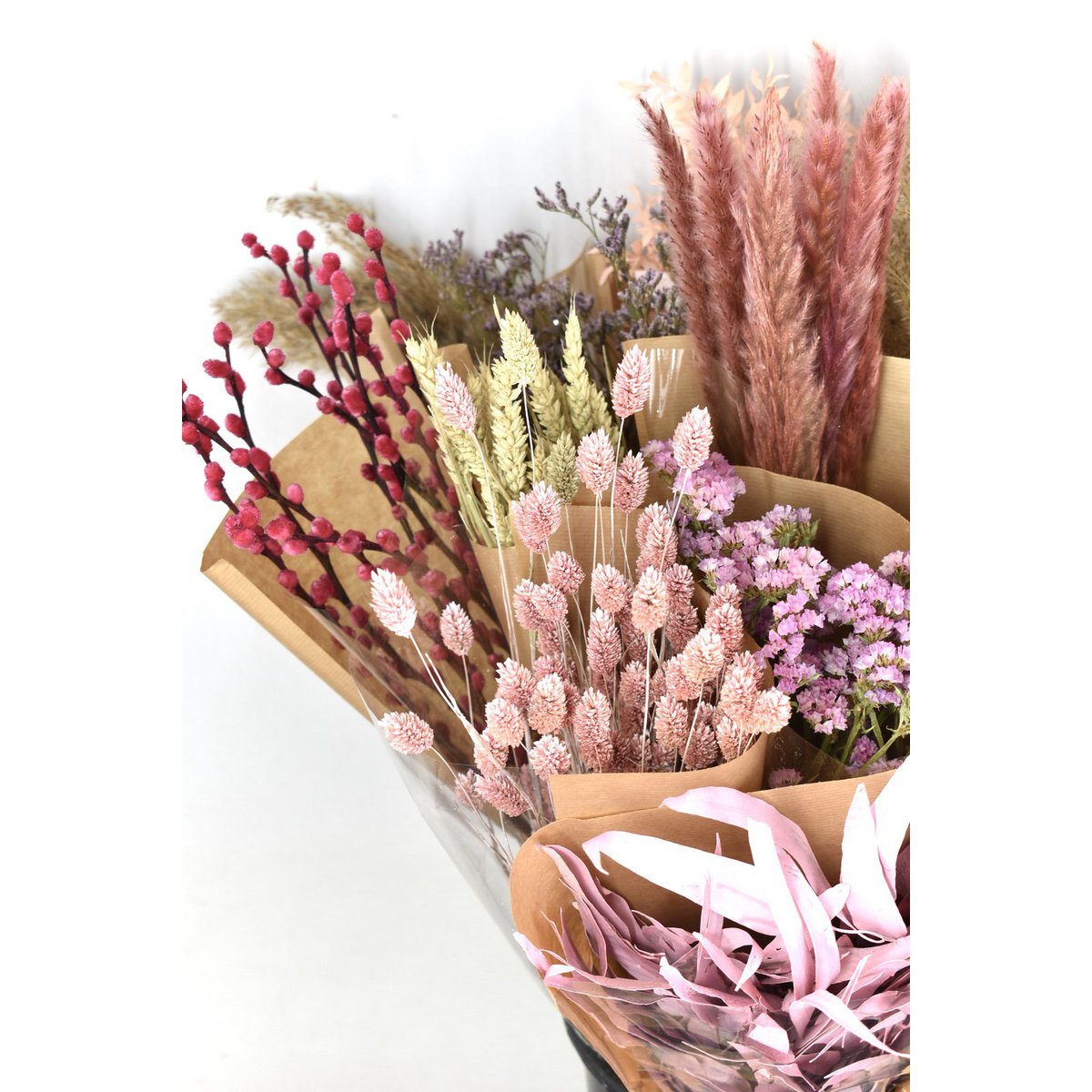 Bland tørrede blomster - pink - 15 sorter