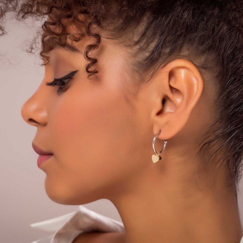 Boucles d'Oreilles Cube Hoop Coeur Plaqué Or
