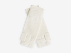 Fingerlose Handschuhe aus gebrochenem Weiß