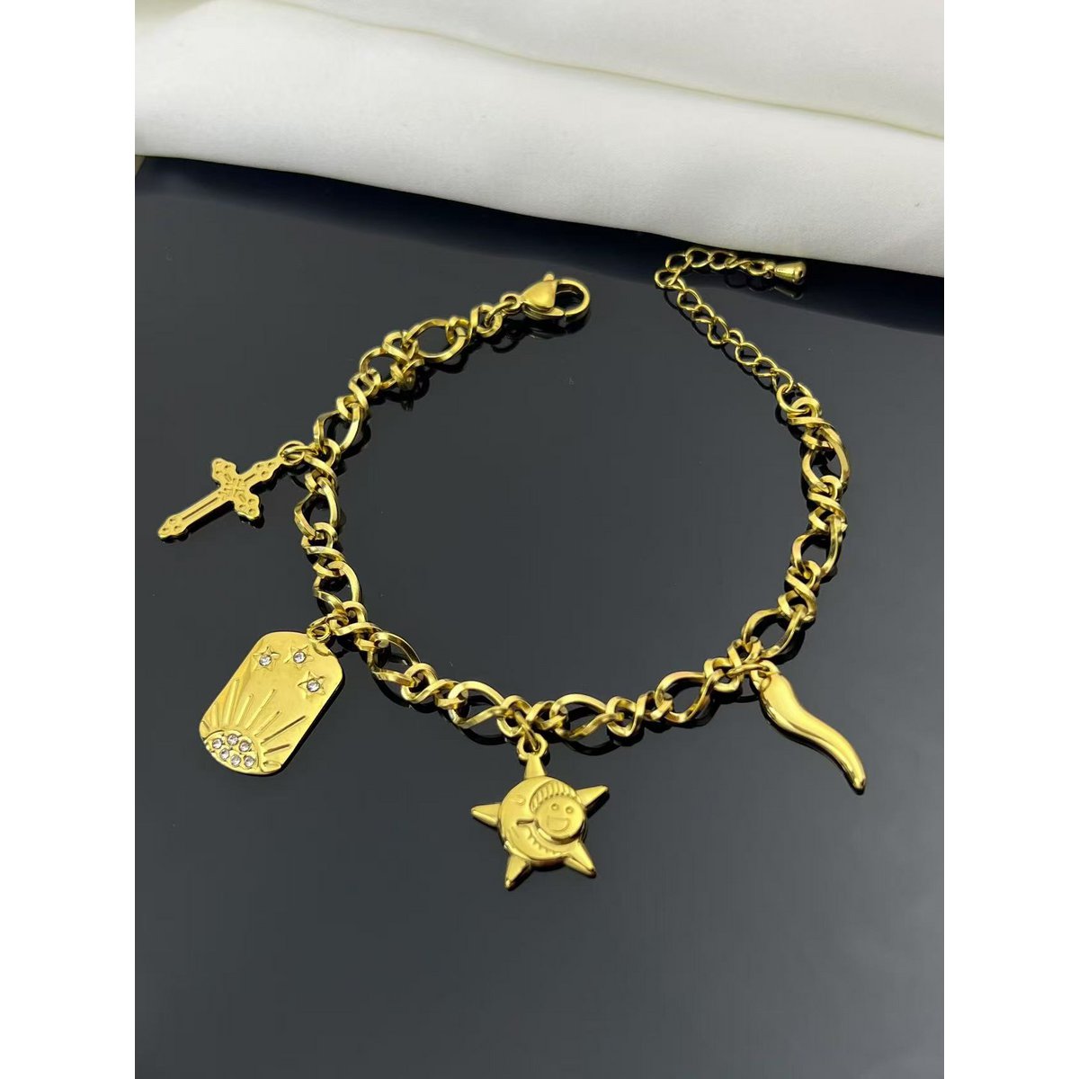 Bransoletka ze stali nierdzewnej Charms Stars & Symbols