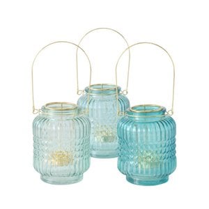 Lantern glass/metal h13cm 3 assorted