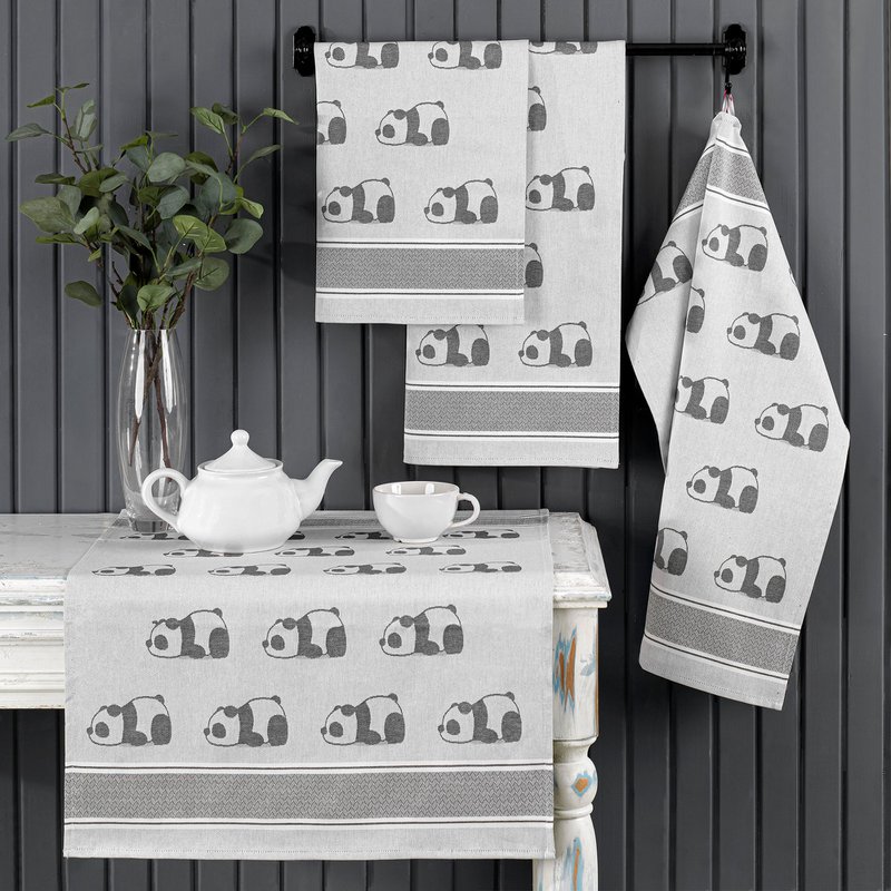 Keukenhanddoek Panda Grijs Katoen
