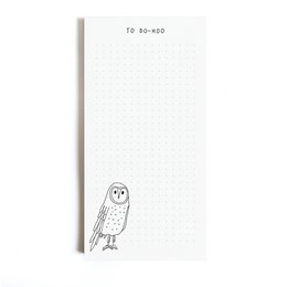 A white notepad with a cute owl illustration and the text "To-Do-Hoo" on the cover. The notepad is suitable for organizing tasks and to-do lists.