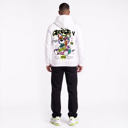 Weißer Kapuzenpullover mit Teddybär-Aufdruck