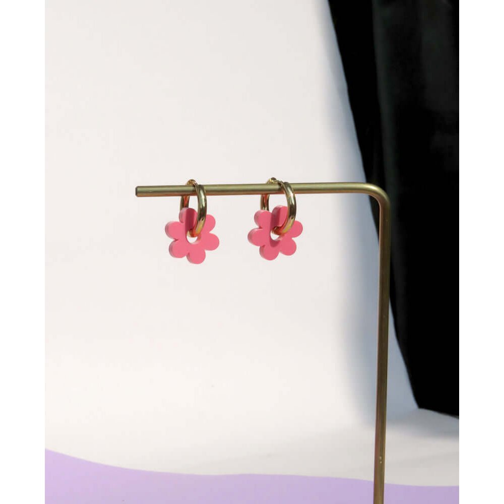 Salmon Flower Stainless Steel Hoops
