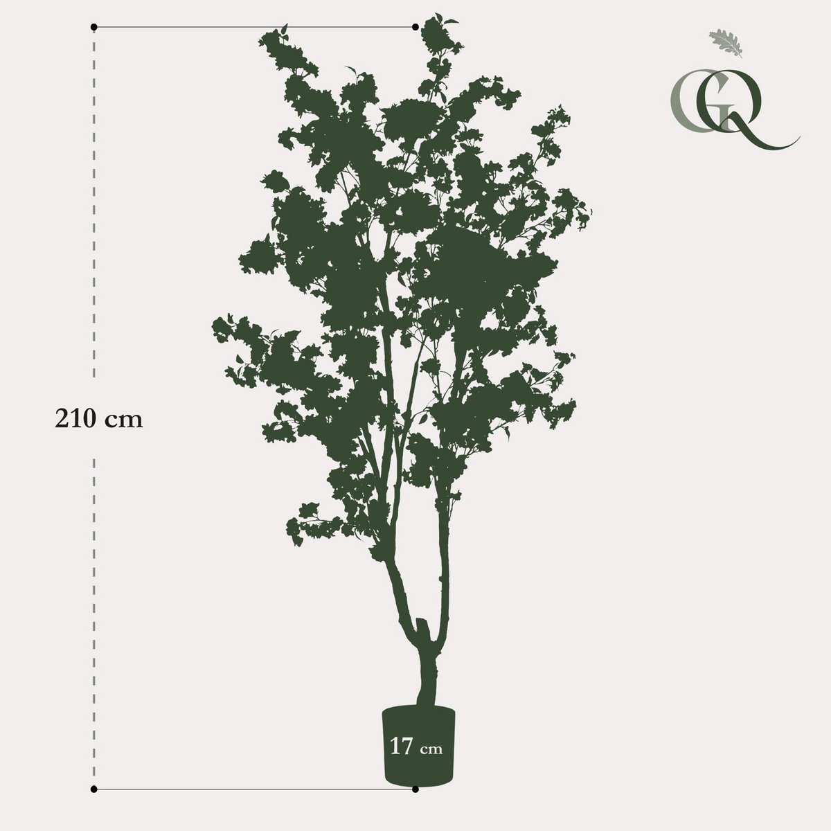 Sztuczna roślina - Prunus - Kwiat Wiśni - Biała - 210cm