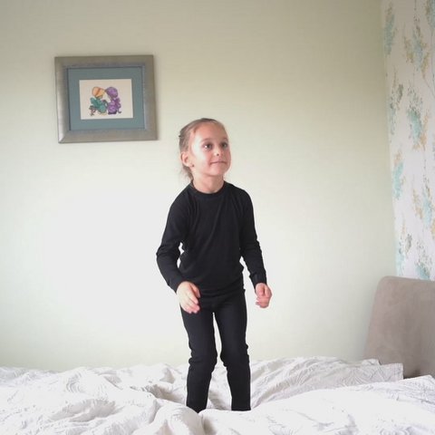 Kids '160 thermische bemanning met lange mouwen zwart