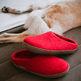 Classic Slipper - Filzpantoffel mit Ledersohle, rot