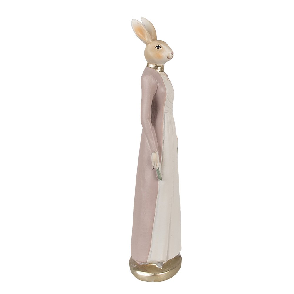 Beeld Konijn 28 cm Beige Roze Polyresin Paasdecoratie