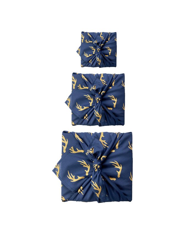Confezione regalo in tessuto Furoshiki - Confezione da 3 pezzi su un lato