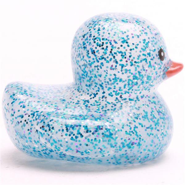 Mini Badeente Glitzer - blau - Gummiente