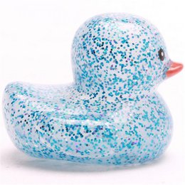 Mini Badeente Glitzer - blau - Gummiente