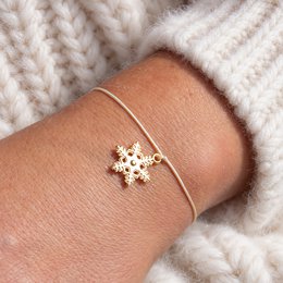 Armband auf Karte - Schneeflocke "Merry Christmas" 24K vergoldeter Anhänger - DIN A6 Recyclingkarte