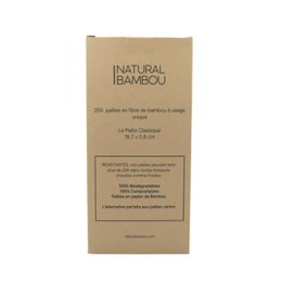  Box of 200 bamboo fiber straws, eco-friendly and sustainable, available in packs of 40.