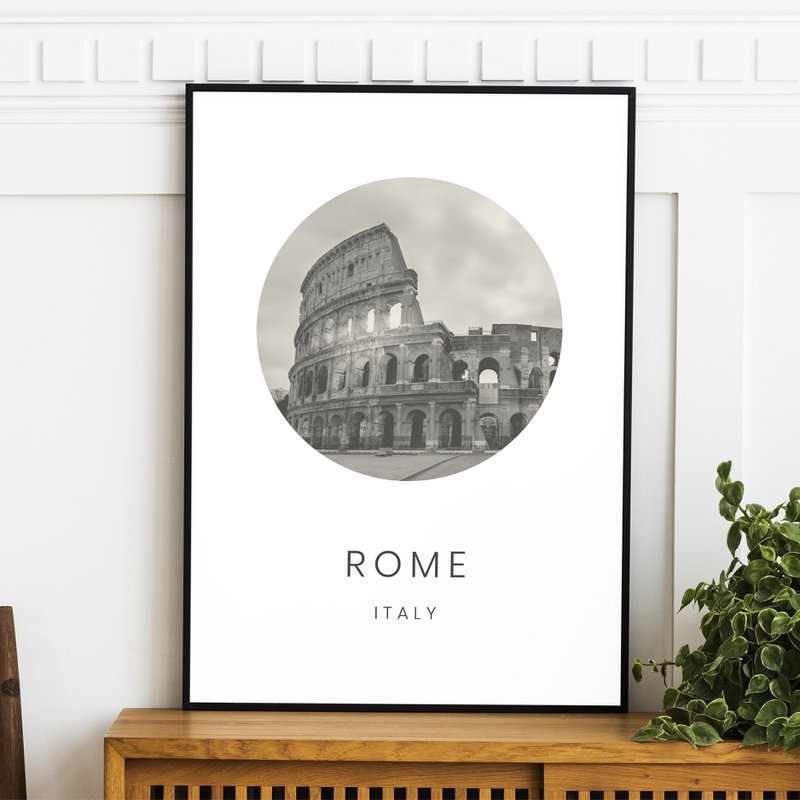 Rom, Italien - Minimalistisches Reise-Tourismus-Wand-Kunst-Dekor