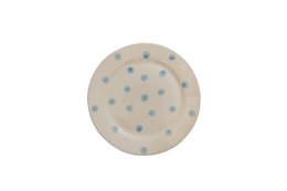 Plato de postre de cerámica con lunares azules 20 cm Isabelle Rose