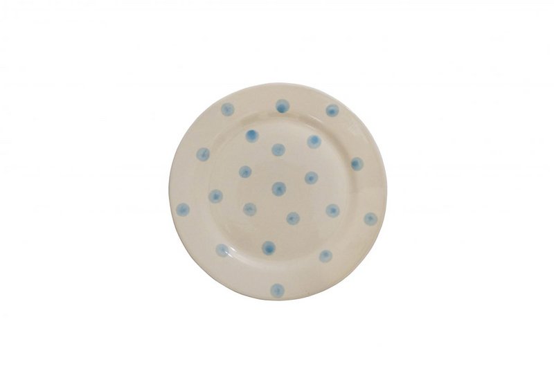 Plato de postre de cerámica con lunares azules 20 cm Isabelle Rose