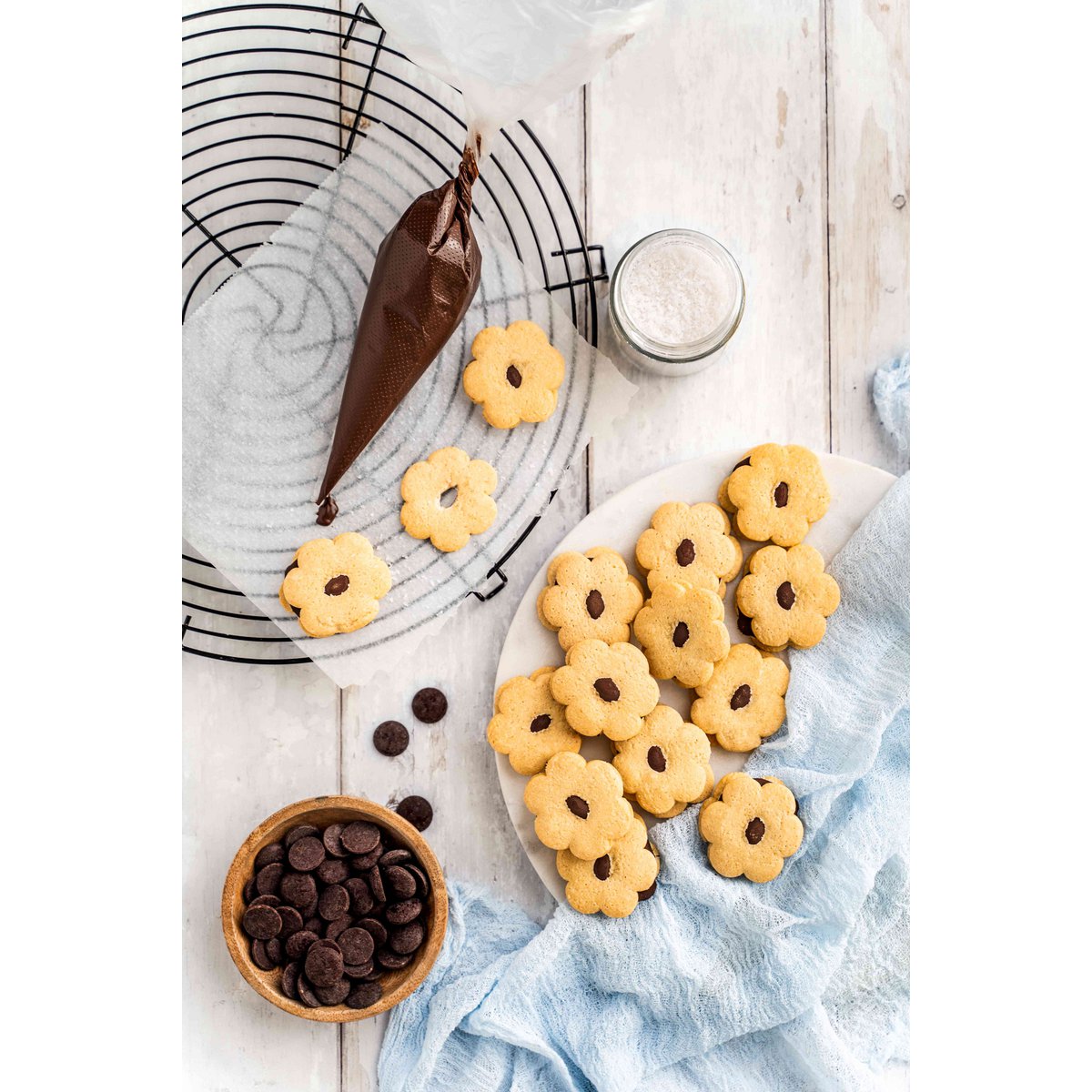 Biscuits - Marguerites - Chocolat  noir Valrhona et fleur de sel de Camargue