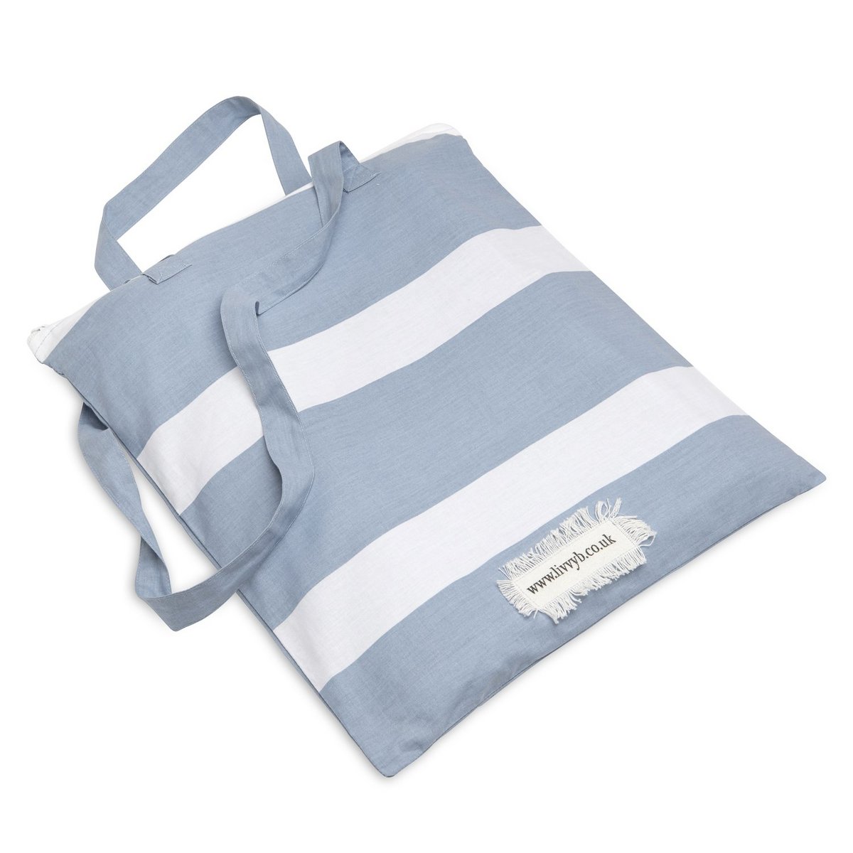 Cool Blue Reversible Thin Striped Duvet Cover and Pillow Case Set