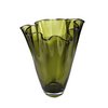 Vase Glas gewellt olivgrün Tischvase Glasvase 21x21x30cm