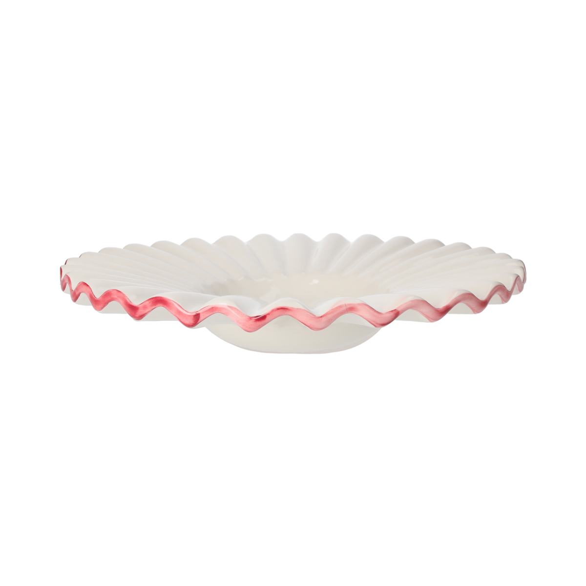 Lampenschirm aus Keramik, D 39 H 8 cm, rosa Rand