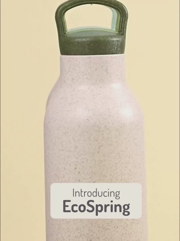 Ecofy Earth Friendly Eco Kildevandsflaske til kontor og skoler | Vandflaske i rustfrit stål til børn og voksne lavet med risskaller | Lækagesikker |1 enhed, 900 ml | TUV certificeret