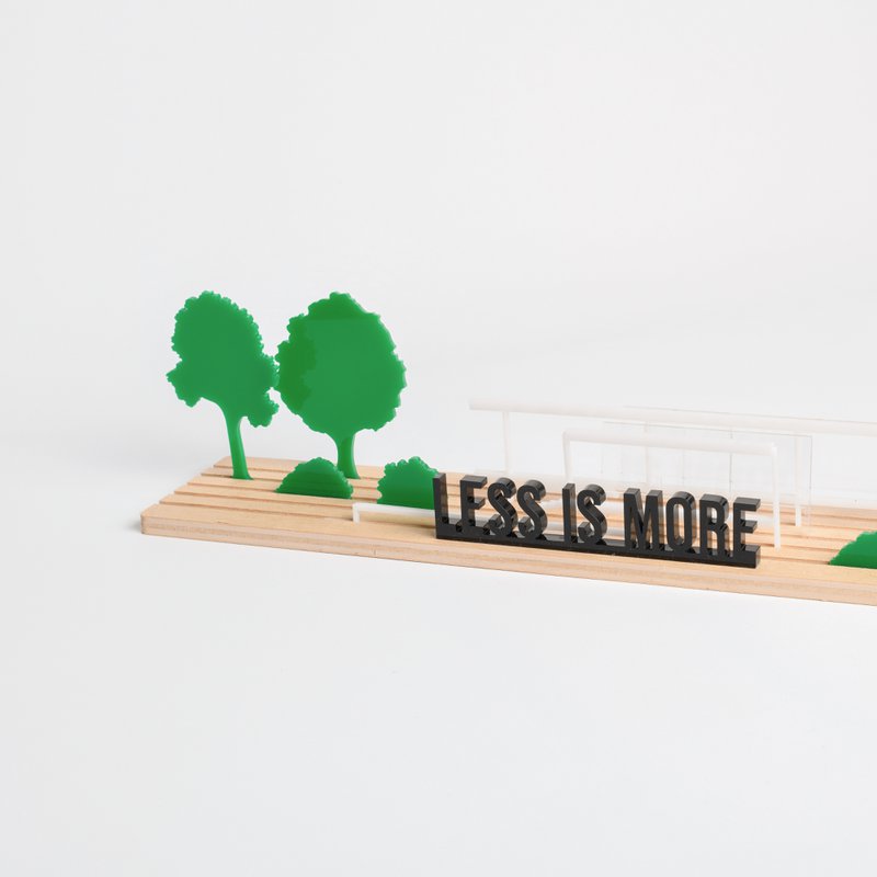 Architekturzitate 3D-Acryl-Schriftzug-Dekor – Weniger ist mehr (Mies van der Rohe)