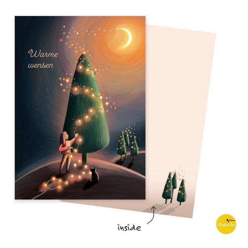 tarjeta de navidad - luces del árbol de navidad