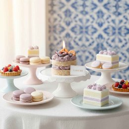 LAVURI® Caramel Cake Candle - Cake with whipped cream, chocolate bars and cookie rings as decoration