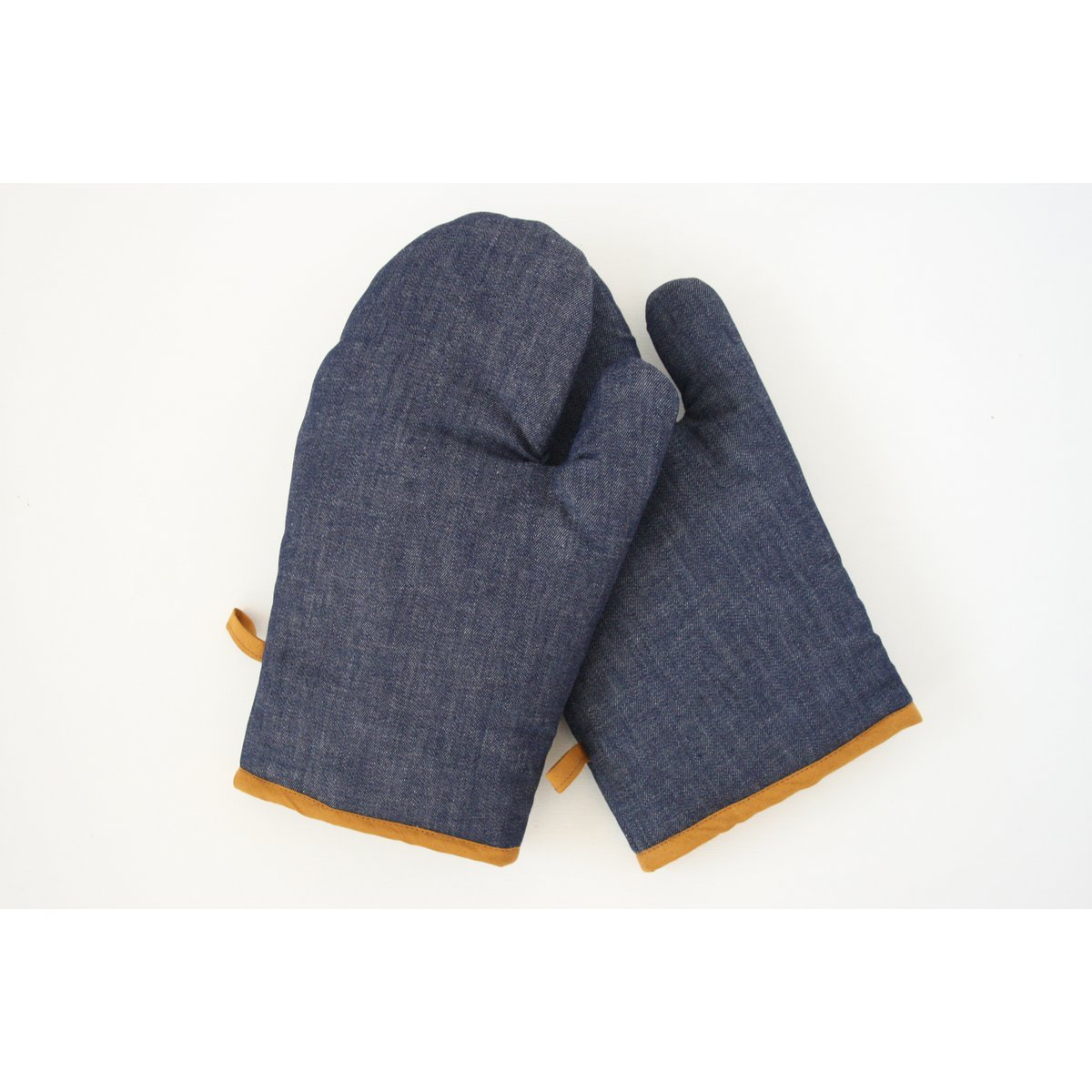 Denim oven gloves