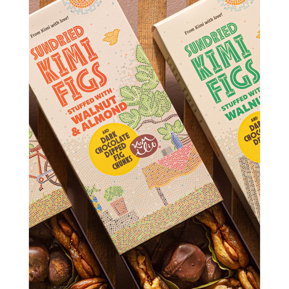KUMILIO Premium Kími fig GIFT BOX filled with Nuts & dark Chocolate dipped 180g