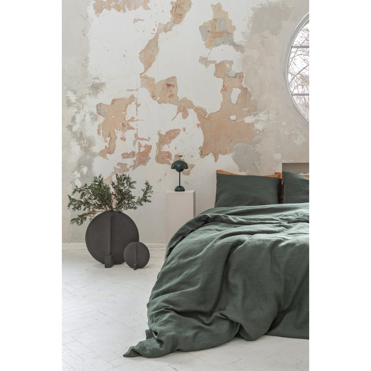 Linen bedding set / Forest green