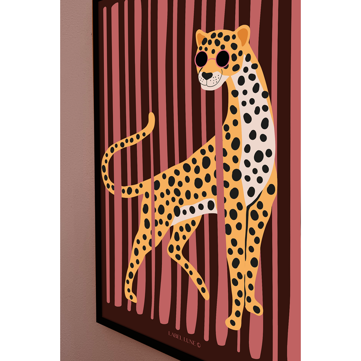 Affiche chambre enfant - Léopard Yala rose