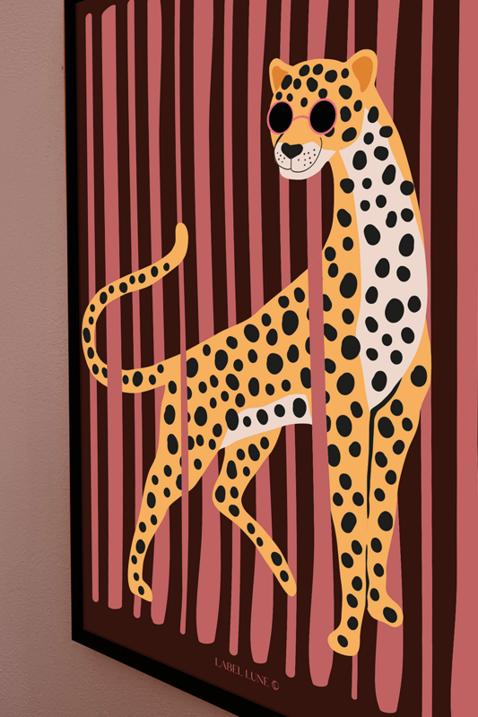 Plakat Børneværelse Leopard - Yala Pink