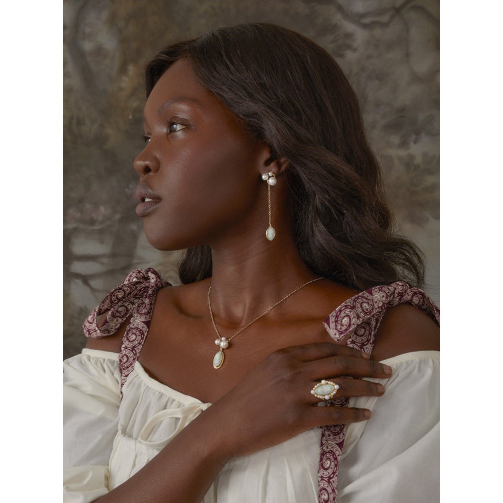 Lilith Green Cameo ketting met parels